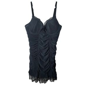 Fredericks of Hollywood Chemise Vintage Women Medium Ruched Mesh Y2K Rare